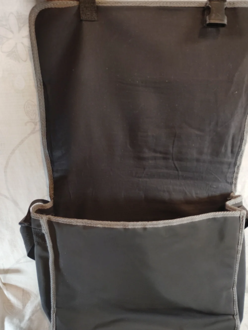 Black & Grey Messenger/ Laptop bag with Front Zip Pocket